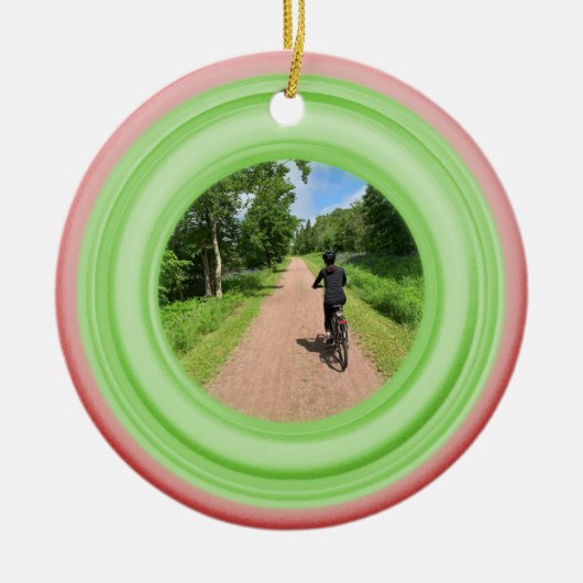 Voeg uw foto rode en groene keramische versiering  keramisch ornament (Voorkant)