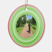 Voeg uw foto rode en groene keramische versiering  keramisch ornament (Links)