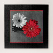 Voeg uw foto rode kleur Splash Gerber Daisies toe Legpuzzel (Horizontaal)