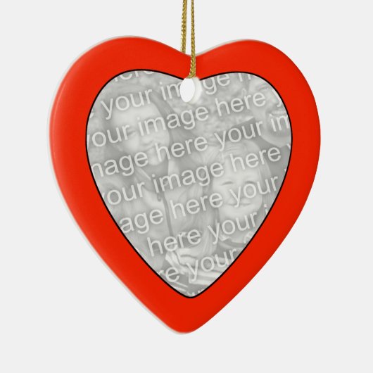 Voeg uw foto-rood-hartversiering toe keramisch ornament (Rechts)