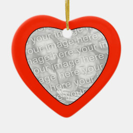 Voeg uw foto-rood-hartversiering toe keramisch ornament
