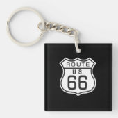 voeg uw foto route 66 (dubbelzijdig) Sleutelhanger (Voorkant)