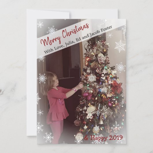 Voeg uw foto Snowflake Black en witte kerst toe Kaart (Voorkant)