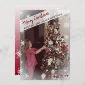 Voeg uw foto Snowflake Black en witte kerst toe Kaart (Voorkant / Achterkant)