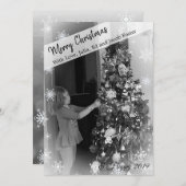 Voeg uw foto Snowflake Black en witte kerst toe Kaart (Voorkant / Achterkant)