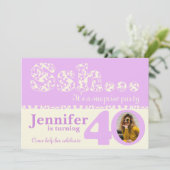 Voeg uw foto ssh verrassing 40e verjaardag uitnodi kaart (Staand voorkant)