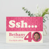 Voeg uw foto ssh verrassing 40e verjaardag uitnodi kaart (Staand voorkant)