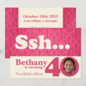 Voeg uw foto ssh verrassing 40e verjaardag uitnodi kaart (Voorkant / Achterkant)