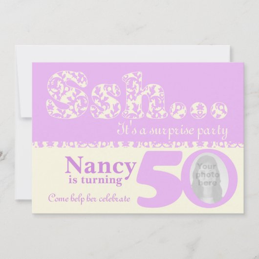 Voeg uw foto ssh verrassing 50e verjaardag uitnodi kaart (Voorkant)