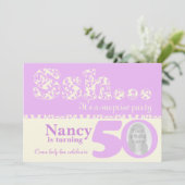 Voeg uw foto ssh verrassing 50e verjaardag uitnodi kaart (Staand voorkant)