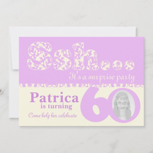 Voeg uw foto ssh verrassing 60e verjaardag uitnodi kaart (Voorkant)