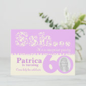 Voeg uw foto ssh verrassing 60e verjaardag uitnodi kaart (Staand voorkant)