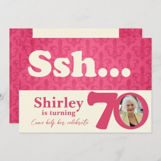 Voeg uw foto ssh verrassing 70e verjaardag uitnodi kaart (Voorkant / Achterkant)
