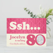 Voeg uw foto ssh verrassing 80e verjaardag uitnodi kaart (Staand voorkant)
