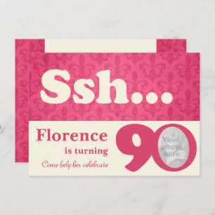 Voeg uw foto ssh verrassing 90e verjaardag uitnodi kaart
