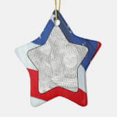 Voeg uw foto-sterren en stripes-versiering toe keramisch ornament (Links)