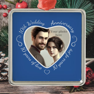 Voeg uw foto toe 10 jaar huwelijk metalen ornament