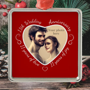 Voeg uw foto toe 11 jaar huwelijk metalen ornament
