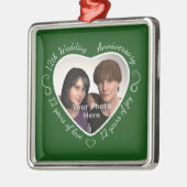 Voeg uw foto toe 12 jaar huwelijk metalen ornament (Links)
