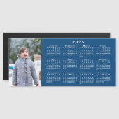 Voeg uw foto toe 2025 kalender op blauwe magneet (Voorkant / Achterkant)