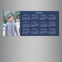 Voeg uw foto toe 2027 Agenda Navy Blue Magneet