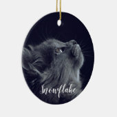 Voeg uw foto toe aan mijn kerstcadeautje met huisd keramisch ornament (Rechts)