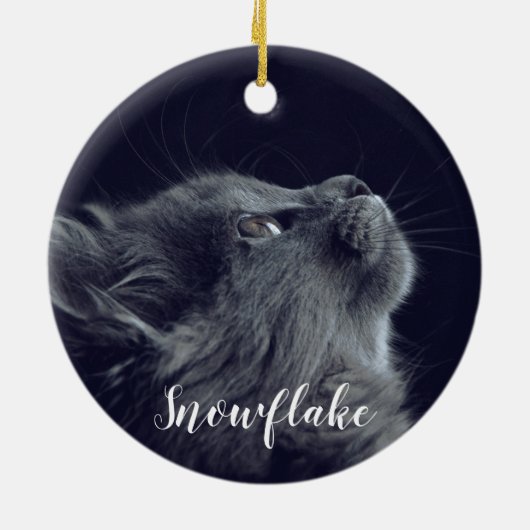 Voeg uw foto toe aan mijn kerstcadeautje met huisd keramisch ornament (Achterkant)