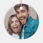Voeg uw foto toe aan onze eerste kerstman, Mr & Mr Keramisch Ornament (Achterkant)