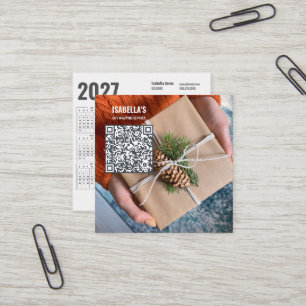 Voeg uw foto toe, Aangepaste QR-code 2027 Agenda Vierkante Visitekaartje