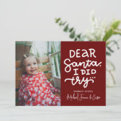 VOEG UW FOTO TOE | Beste kerstman, ik heb geprobee Kaart (Staand voorkant)