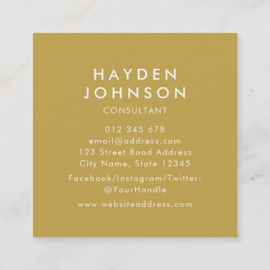 Voeg uw foto toe Eenvoudige minimalistische bewerk Vierkante Visitekaartje (Achterkant)