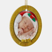 Voeg uw foto toe - Gold Chenille Round Sjabloon Keramisch Ornament (Rechts)