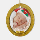 Voeg uw foto toe - Gold Chenille Round Sjabloon Keramisch Ornament (Links)