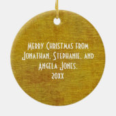 Voeg uw foto toe - Gold Chenille Round Sjabloon Keramisch Ornament (Achterkant)