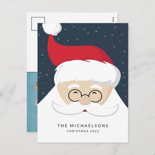 VOEG UW FOTO TOE | Ho Ho Ho Santa Claus Feestdagenkaart (Voorkant / Achterkant)