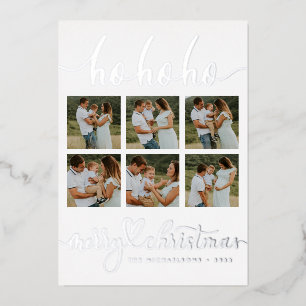 VOEG UW FOTO TOE   Ho Ho Merry Kerstmis Folie Feestdagenkaart
