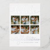 VOEG UW FOTO TOE | Ho Ho Merry Kerstmis Folie Feestdagenkaart (Voorkant)