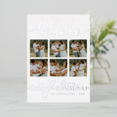 VOEG UW FOTO TOE | Ho Ho Merry Kerstmis Folie Feestdagenkaart (Staand Voorkant)