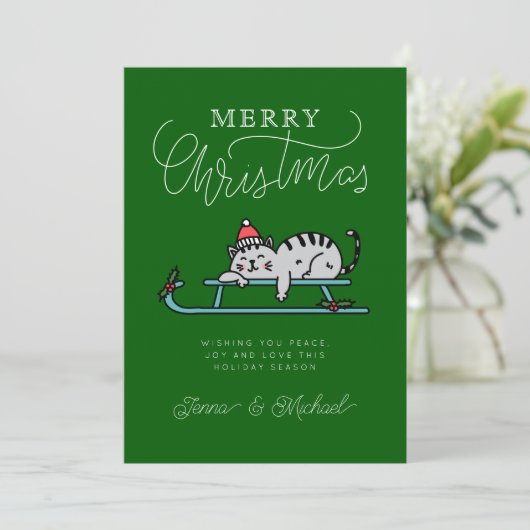 VOEG UW FOTO TOE | Kerst-kerstwinter met roosterko Kaart (Staand voorkant)