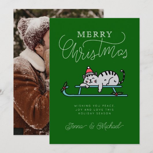 VOEG UW FOTO TOE | Kerst-kerstwinter met roosterko Kaart (Voorkant / Achterkant)