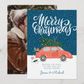 VOEG UW FOTO TOE | Kerst-winterwagen Kaart (Voorkant / Achterkant)