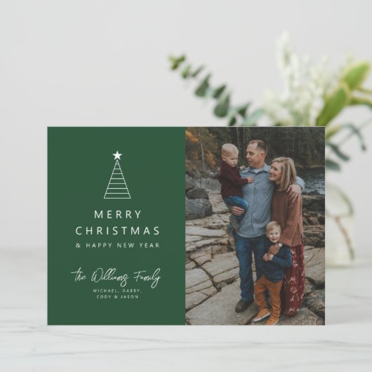 VOEG UW FOTO TOE | Kerstageboom Kaart (Staand voorkant)