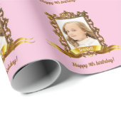 Voeg uw FOTO toe & noem Roze omvulpapier Cadeaupapier (Rol Hoek)