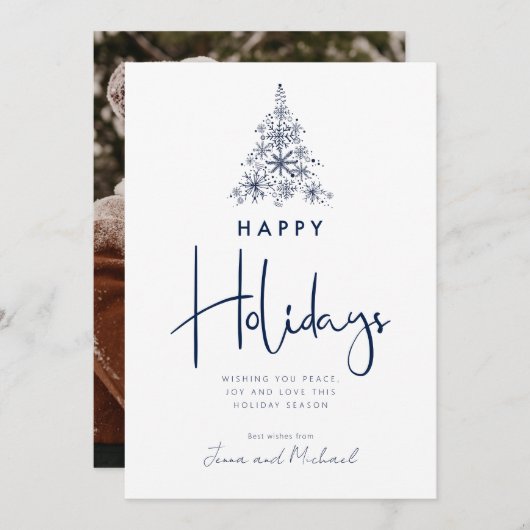 VOEG UW FOTO TOE | Snowflake-boom Kaart (Voorkant / Achterkant)