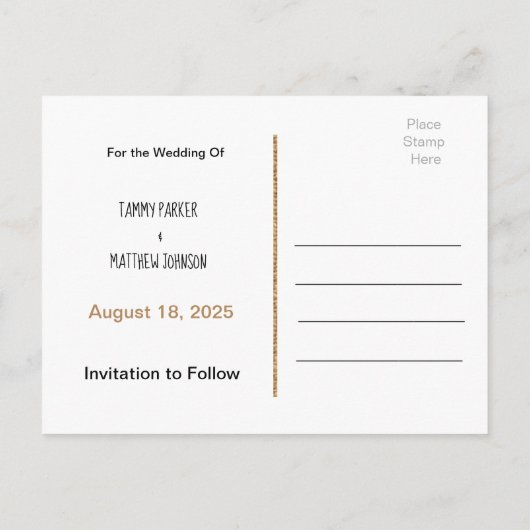 Voeg Uw Foto toe sparen de Datum Briefkaart (Achterkant)