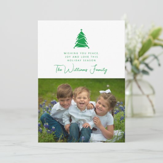 VOEG UW FOTO TOE | Vroege kerstvakantieboom Kaart (Staand voorkant)