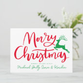 VOEG UW FOTO TOE | Vroegere kerstrendierster Kaart (Staand voorkant)