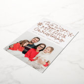  VOEG UW FOTO TOE | Wij wensen u een vrolijk Kerst Folie Feestdagenkaart (Gedraaid)