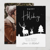 VOEG UW FOTO TOE | Winter Deer Snowflakes Kaart (Voorkant / Achterkant)