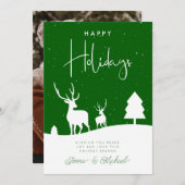 VOEG UW FOTO TOE | Winter Deer Snowflakes Kaart (Voorkant / Achterkant)